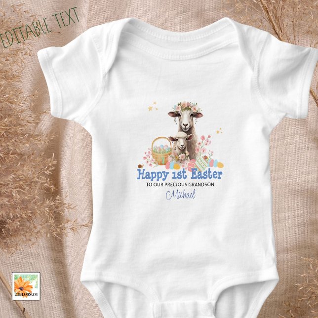  First Easter outfit for baby Lamb with name Baby Bodysuit (Creator Uploaded)