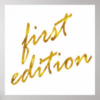 First Edition Quote Faux Gold Foil Metallic Design