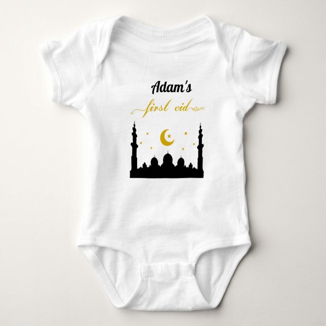First Eid Custom Name Baby Bodysuit (Front)