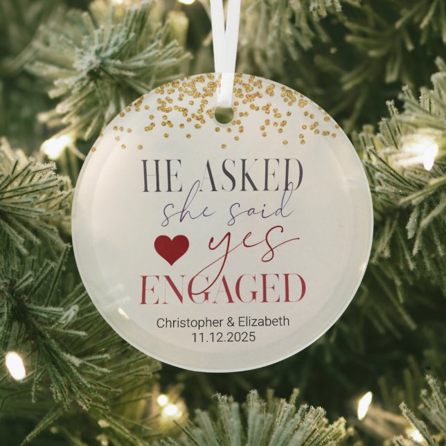 First Engaged To Be Married  Glass Tree Decoration (Insitu)
