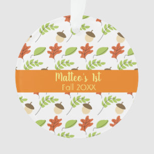 First Fall Sunshine Leaves Acorn Design Pattern Ornament