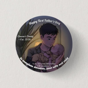 First Father’s Day Anime Style Night 3 Cm Round Badge
