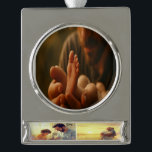 First Father’s Day: Baby Footprint Ornament<br><div class="desc">Make this Father’s Day extra special with this custom ornament,  featuring a loving image of a father’s hand with a baby’s foot. Personalise it with a name or date for a unique touch,  creating a cherished keepsake to treasure for years.</div>
