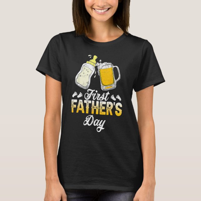 First Father s Day  Beer Baby Bottle Daddy 2023 Da T-Shirt (Front)