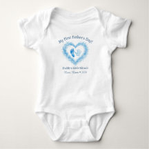 First Father’s Day Blue Watercolor Heart Footprint