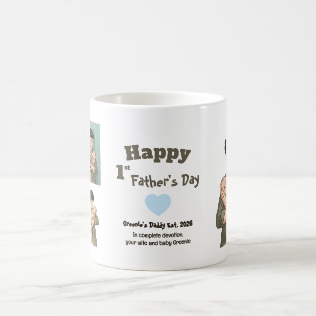 First Father’s Day Daddy est 2026 Anime Style Coffee Mug (Center)