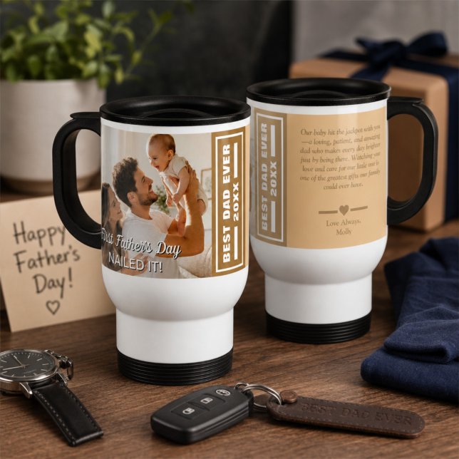 First Father’s Day Nailed It Keepsake Customisable Travel Mug (Creator Uploaded)
