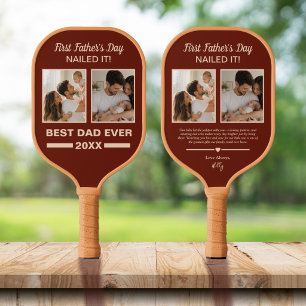 First Father’s Day Nailed It Personalised Photo Pickleball Paddle