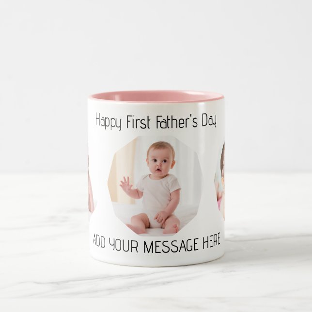 First Father’s Day Photo Two-Tone Coffee Mug (Center)