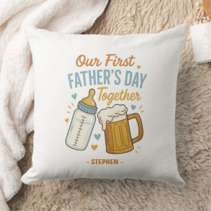 First Father’s Day Together – Beer & Baby Bottle Cushion