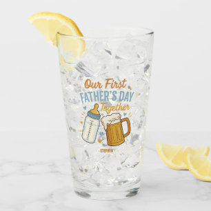 First Father’s Day Together – Beer & Baby Bottle Glass
