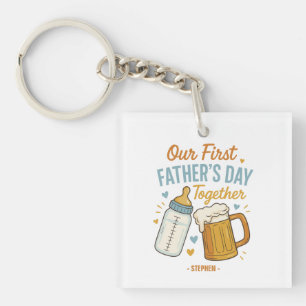 First Father’s Day Together – Beer & Baby Bottle Key Ring