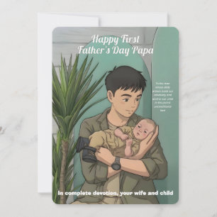 First Father’s Day Whimsical Anime Style Holiday Card