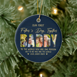 First Father’s Day with Daddy – Custom Photo Gift Ceramic Tree Decoration