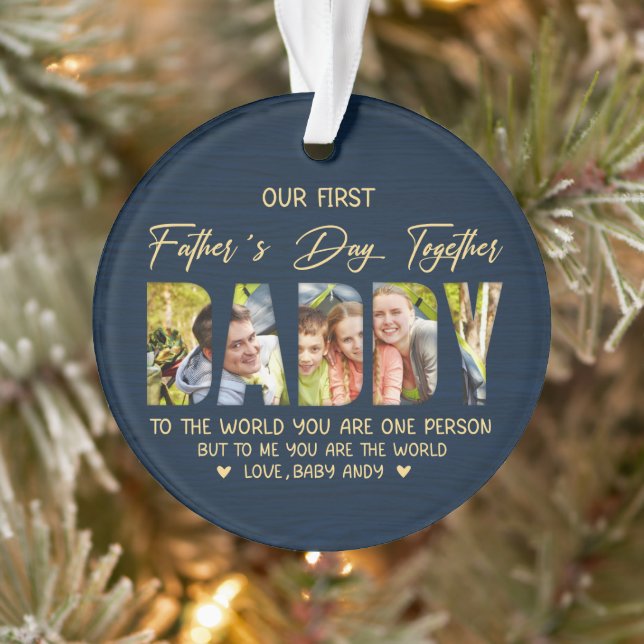 First Father’s Day with Daddy – Custom Photo Gift Ornament (Tree)