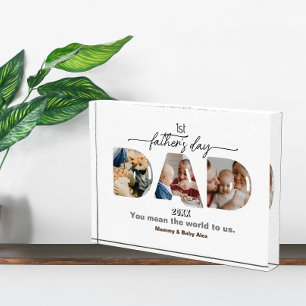 First Father's Day 3 Photos Collage Plaque