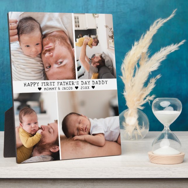 First Father's Day | 4 Photo Collage Plaque (Side)