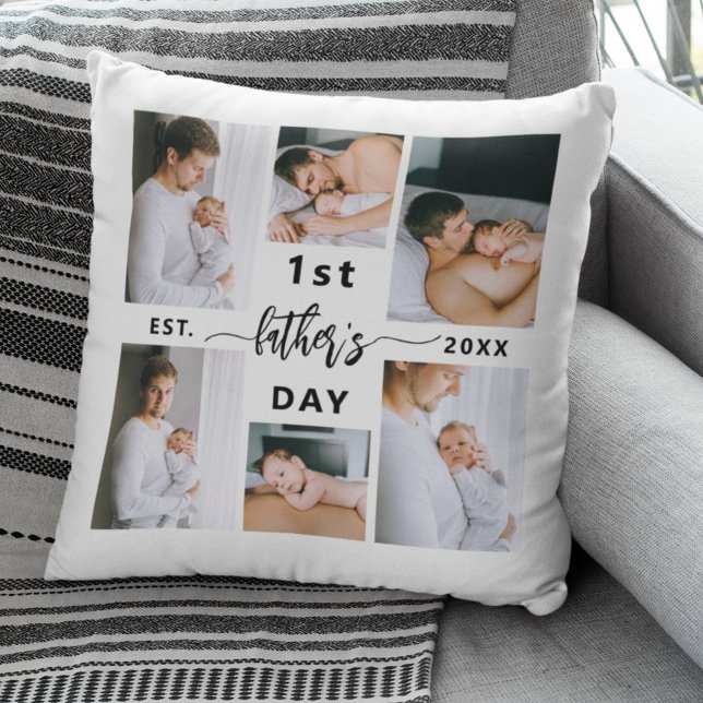 First Father's Day 6 Photo Collage Cushion (Creator Uploaded)