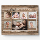 First Father's Day 7 Photo Collage Rustic Wood