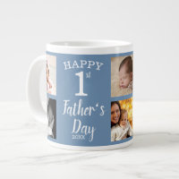 First Father's Day 8 Family Photo Collage Blue