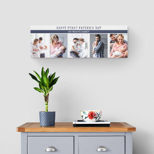First Fathers Day as Daddy - 5 Photo Personalized Canvas Print
