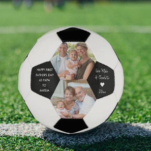 First Fathers Day as Papa 2 Photo Personalised Soccer Ball