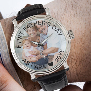 First Fathers Day as Papa Personalised Photo Watch