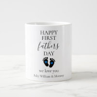 First Father's Day – Baby Footprints & Blue Hearts