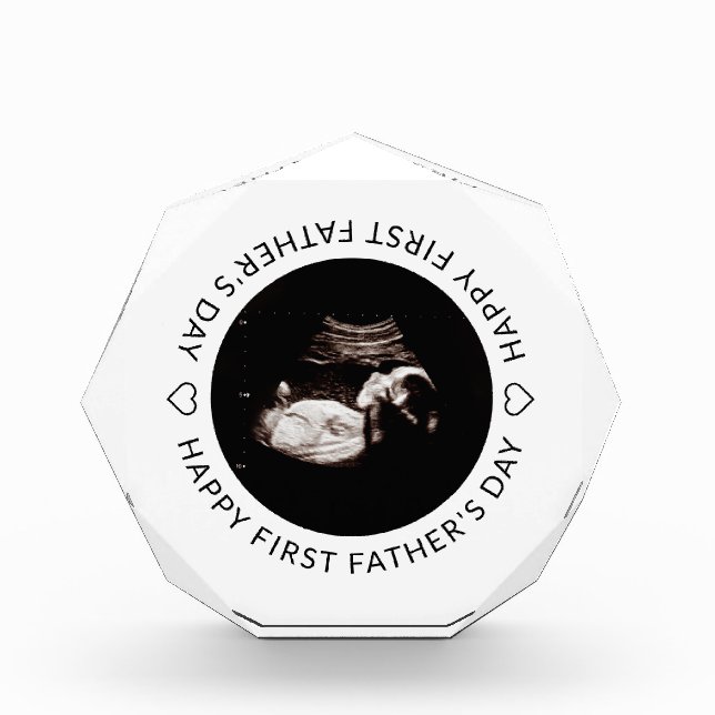 First Father's Day Baby Sonogram Heart  Photo Block (Front)