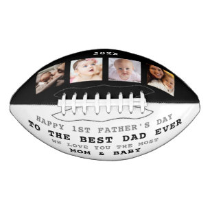 First Father's Day Best Dad Ever 4 Photo Collage Football