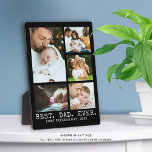 First Fathers Day BEST DAD EVER 5 Photo Collage Plaque<br><div class="desc">Create a father's commemorative keepsake photo collage display of five photos with an editable title and your personal message in your choice of colours and text font styles. The sample suggests BEST DAD EVER and FIRST FATHER'S DAY and year in black and white. PHOTO TIP: Choose photos with the subject...</div>