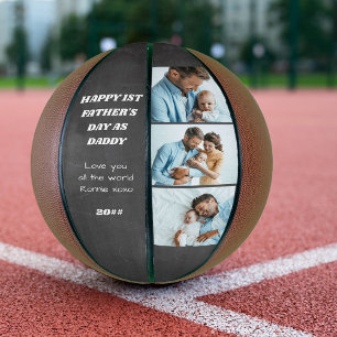 First Fathers Day Chalkboard 3 Custom Baby Photo Basketball