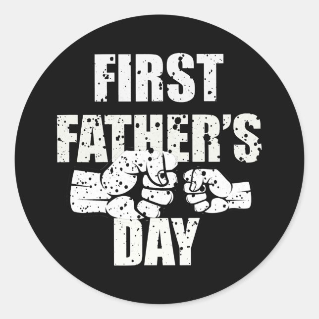 First Father's Day  Classic Round Sticker (Front)
