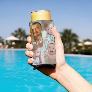 First Fathers Day Coolest Dad Ever Baby Photo Cool Seltzer Can Cooler