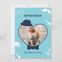 First Father's Day Custom Photo Cool Hipster Dad