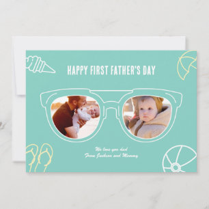 First Father's Day Custom Photo Cool Sunglasses Holiday Card