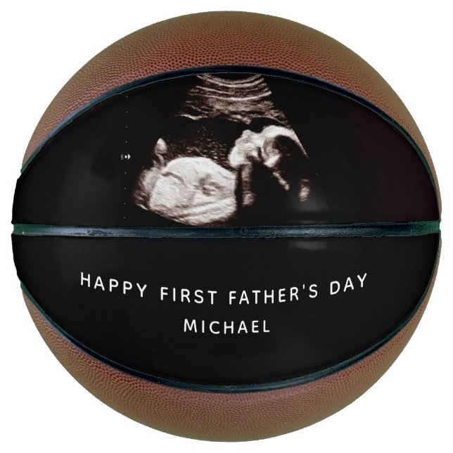 First Father's Day Dad Name Baby Sonogram Photo Basketball (Front)