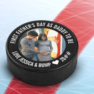First Father's Day Daddy to Be Personalised Photo Hockey Puck