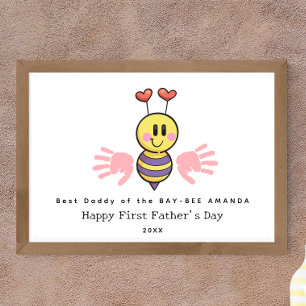 First Father's Day Handprint flower Art Poster
