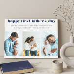 First Father's Day Name 3 Photo White Canvas Print<br><div class="desc">Create your own First Father's Day photo canvas using 3 of your favourite photos with your new baby. The template is set up for you to edit any or all of the wording which currently reads "happy first father's day .. you're a wonderful man and an amazing dad .. we...</div>
