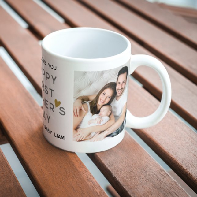 First Father's Day New Dad Baby 2 Photo Collage  Coffee Mug (Creator Uploaded)