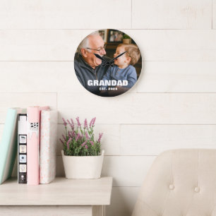 First Fathers Day New Grandfather Photo Large Clock