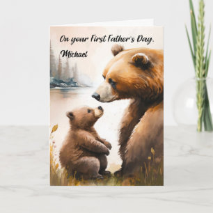 First Father's Day Papa and Baby Bear Personalised Card