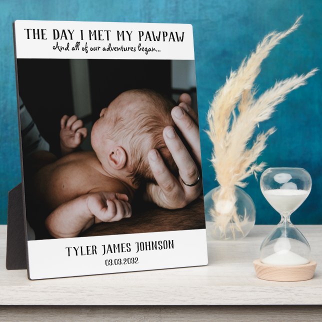 First Father's Day PawPaw Keepsake Photo Plaque (Side)