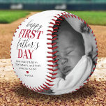 First Father's Day Photo Baseball<br><div class="desc">1st fathers day baseball gift featuring the message "happy first father's day", a modern saying that reads "some men are born father's, and that someone is you!", with a cute red heart, and your childs name. Plus 2 family photos for you to customise with your own to make this an...</div>