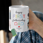 First Father's Day Photo Coffee Mug<br><div class="desc">1st fathers day mug gift featuring the text "happy first father's day dad",  a cute red heart,  and the childs name. Plus 8 family photos for you to customise with your own to make this an extra special daddy gift.</div>