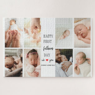 First Father's Day Photo Collage Dad Puzzle