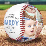 First Father's Day Photo Collage Keepsake Baseball<br><div class="desc">Cute father's day custom baseball featuring a photo collage of 12 family pictures for you to replace with your own,  the saying "happy 1st father's day daddy",  a heart,  and the babys name.</div>