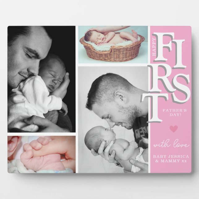 First father's Day Photo Collage Plaque  – Modern (Front)