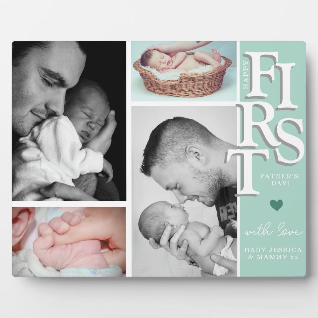 First father's Day Photo Collage Plaque  – Modern  (Front)